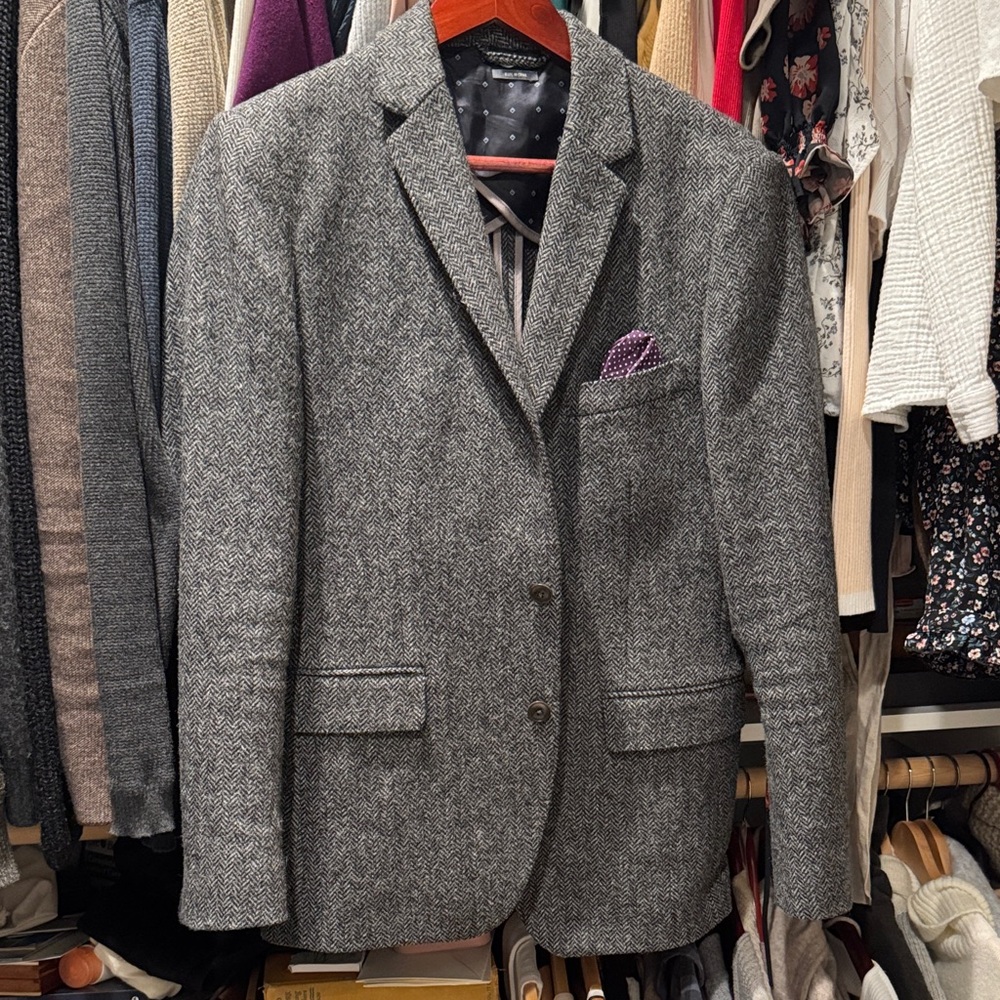 Classic Gray Herringbone Blazer